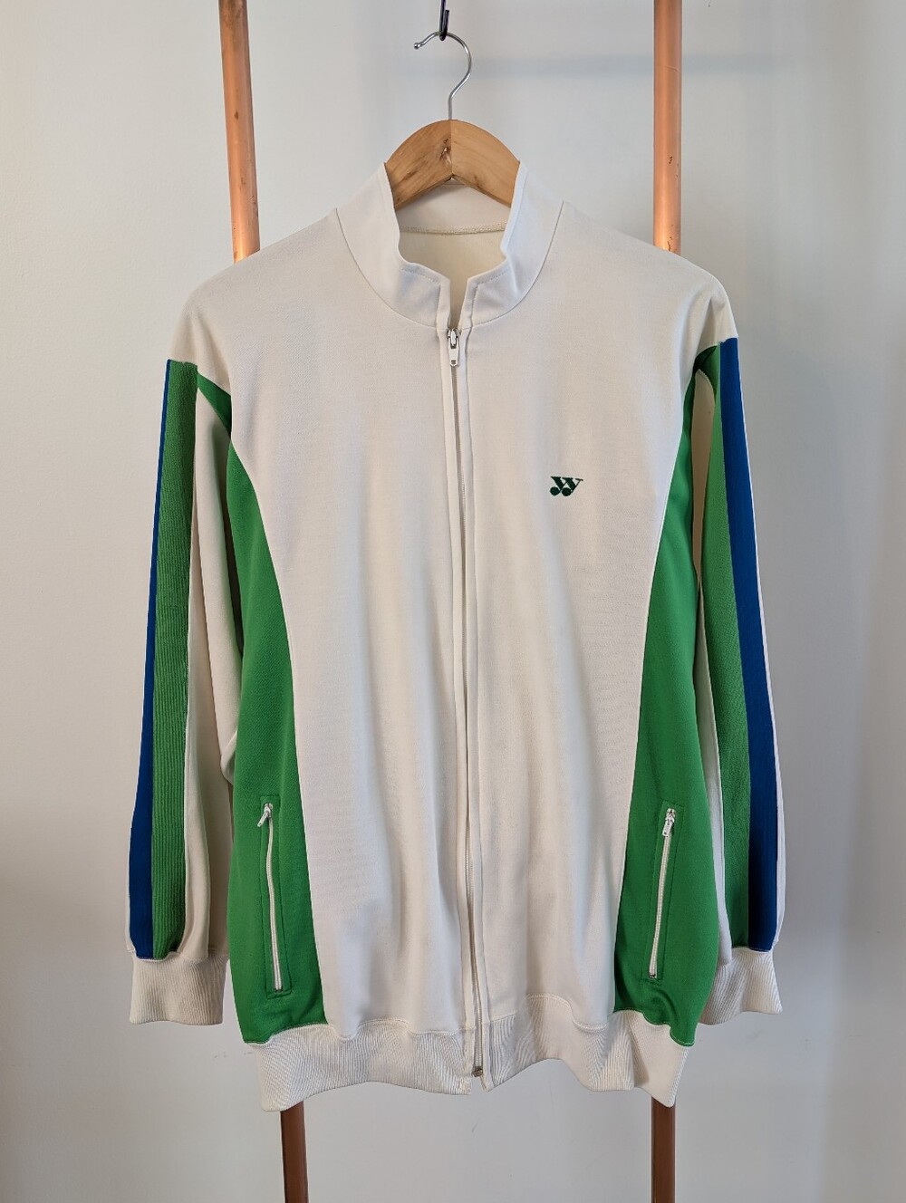 🇨🇦 Team CANADA 🇨🇦 70s YONEX - White Track Jacket with Green & Blue Accents